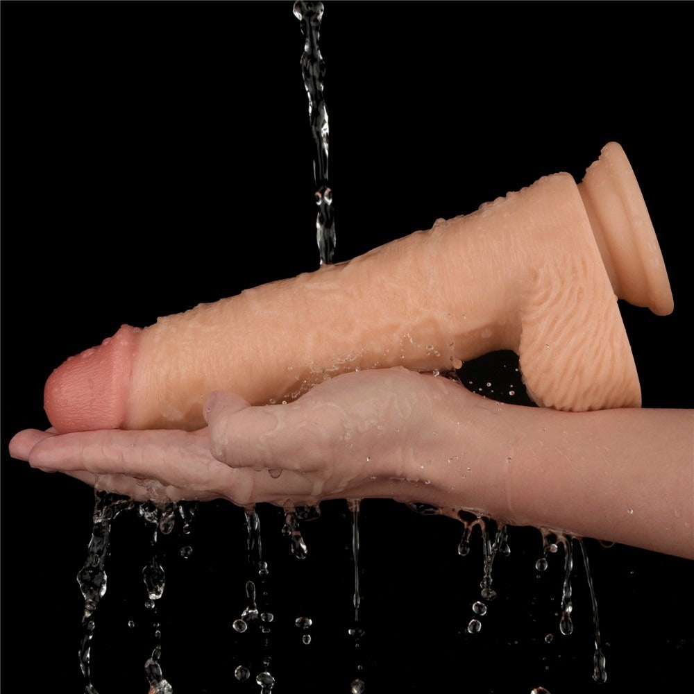 Dildo Vibrante Ricaricabile con Testicoli e Ventrosa 9.5″