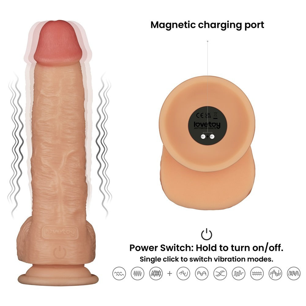 Dildo Vibrante Ricaricabile con Testicoli e Ventrosa 9.5″