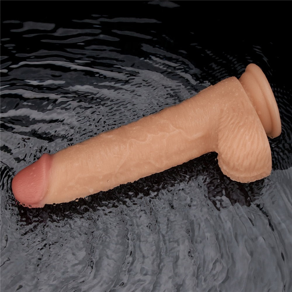 Dildo Vibrante Ricaricabile con Testicoli e Ventrosa 9.5″