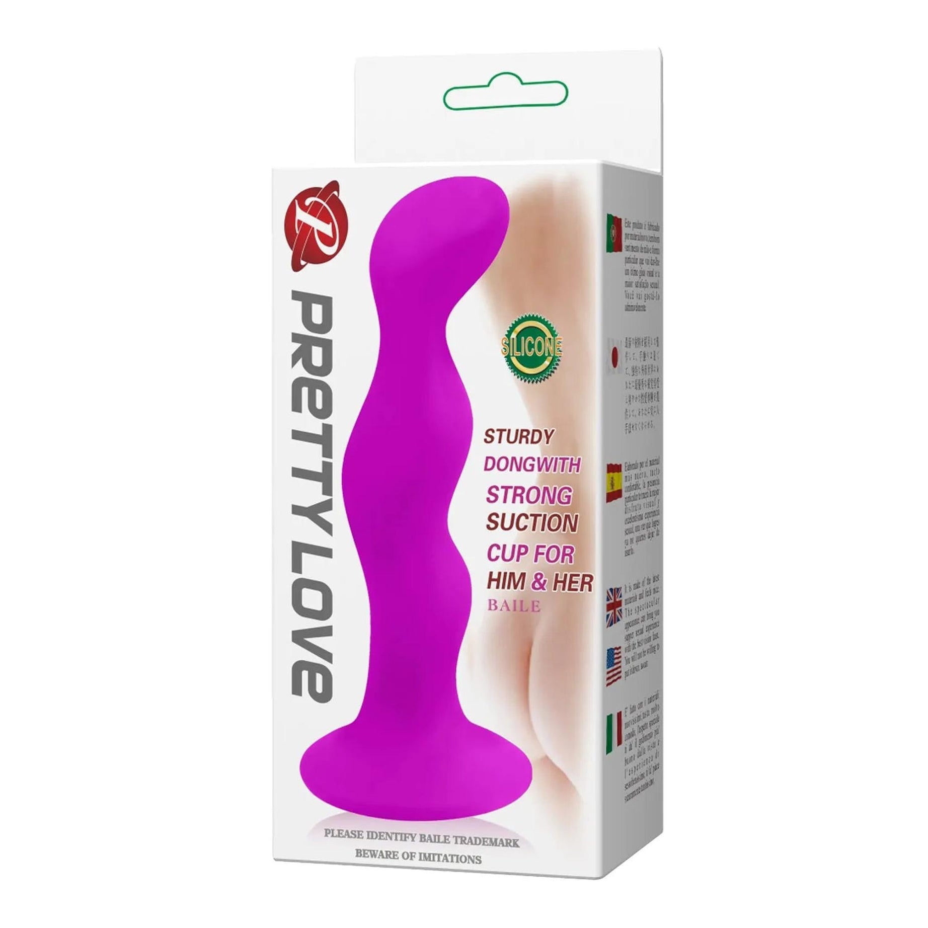 Dildo anale ondulato in silicone con ventosa - Viola