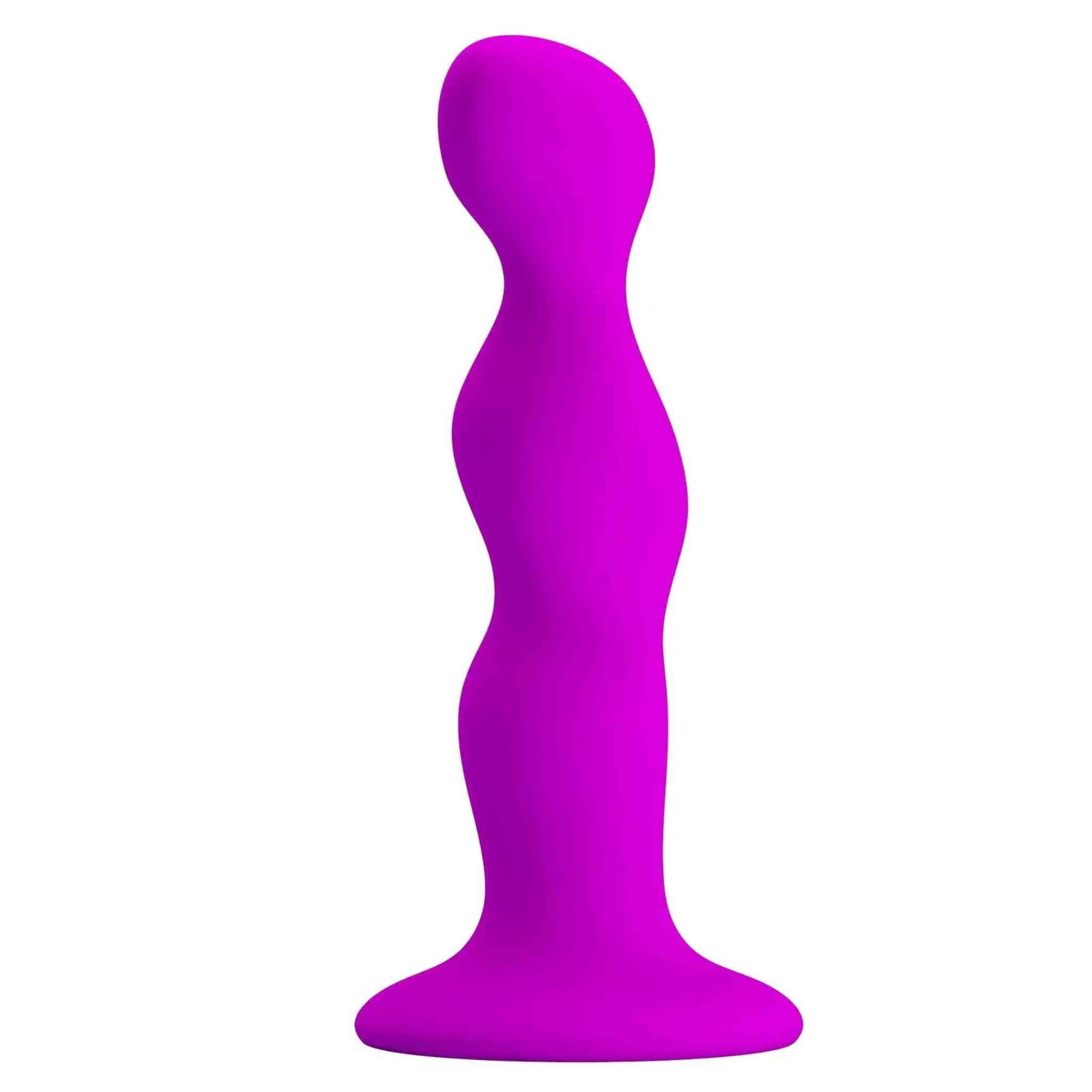 Dildo anale ondulato in silicone con ventosa - Viola