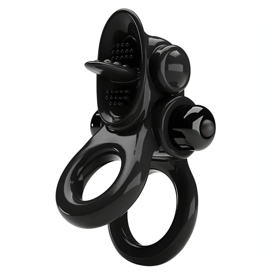 Double Vibrating Ring with Tongue for Clitoral Stimulation