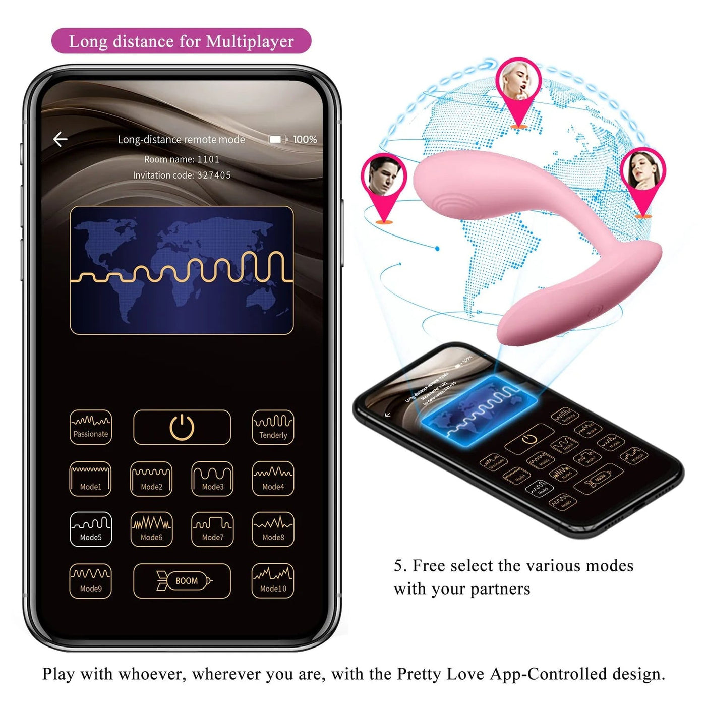 Doppio Stimolatore Vaginale Clitorideo controllabile a distanza