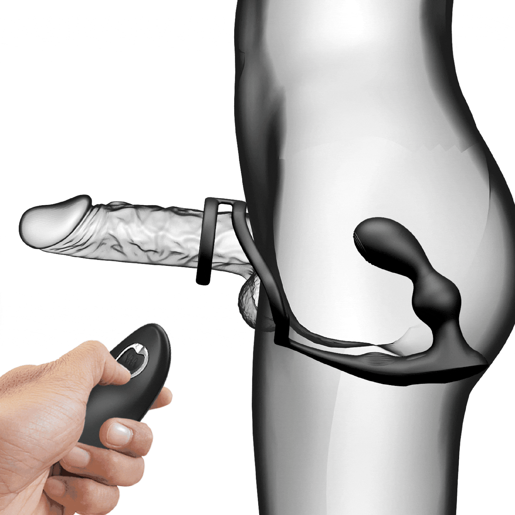 Doppio Stimolatore Wireless Pene & Ano con 12 diverse modalità di vibrazione