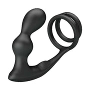 Stimolatore doppio nero in silicone opaco con texture a rilievo