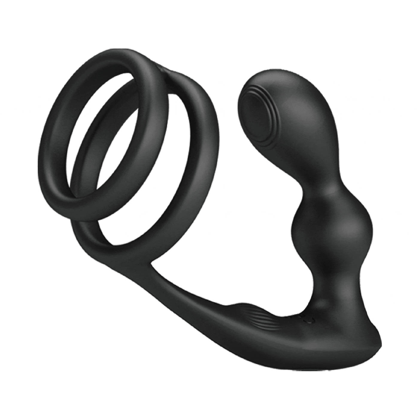 Stimolatore anale e anello penieno nero in silicone con forma ergonomica