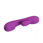Vibratore rabbit viola in silicone opaco con base texture a rombi incisi