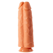 Doppio dildo rosa carne frontale venature realistiche base comune