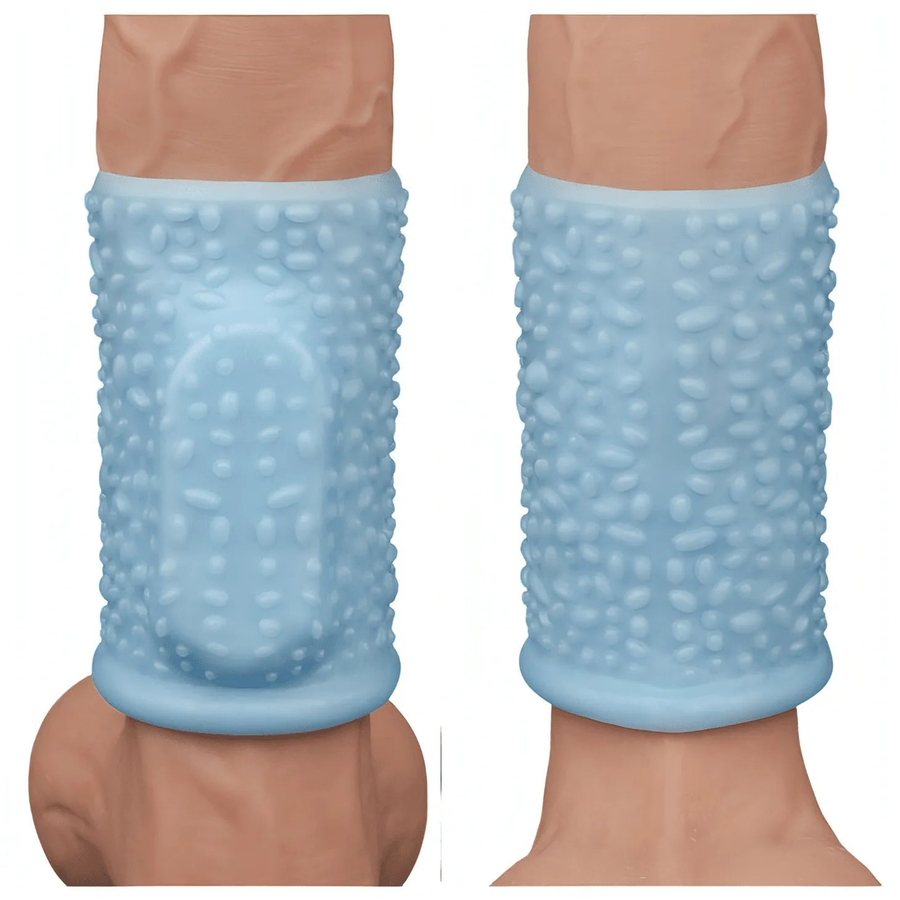 Vibrating Clouds Knights Stimulating Phallic Sheath with Vibration - Light Blue