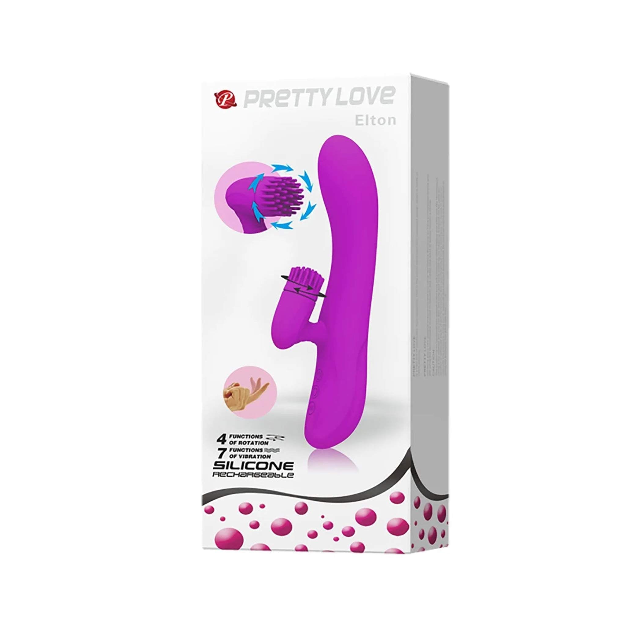 Elton Vibratore Rabbit con stimolatore clitorideo a spazzole roteanti