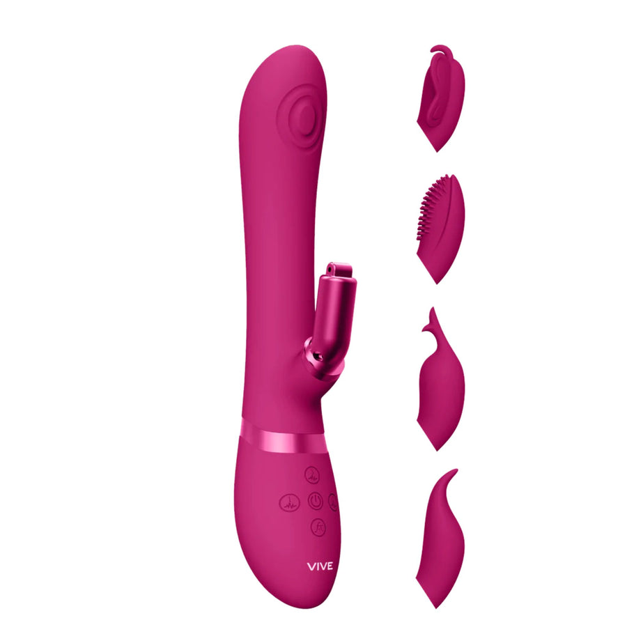 Vibrador de conejo con 4 cabezas intercambiables para estimulación del clítoris avanzado