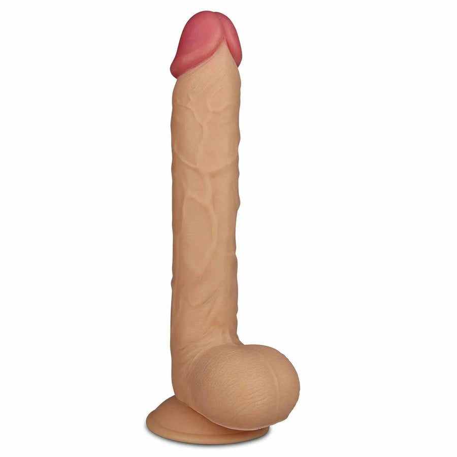 Maxi 10'' realistic penis with testicles and suction cup - 27.5 cm long Ø 4.5 cm, Flesh Pink