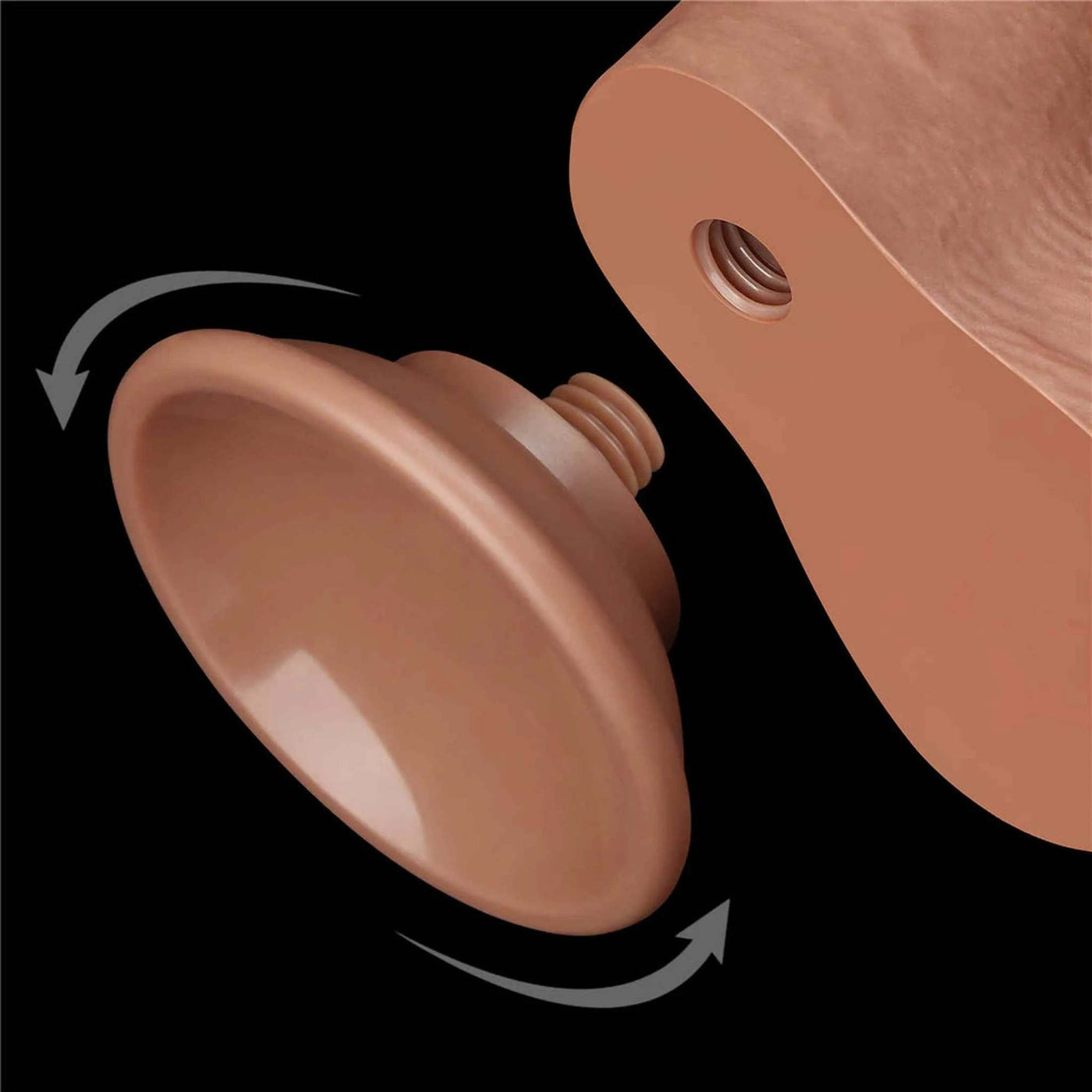 Dildo scorrevole con prepuzio mobile e base ventosa colore mulatto
