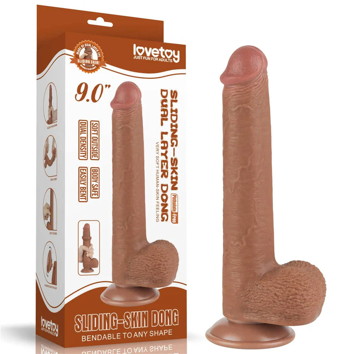 Fallo Mulatto Super Realistico con Pelle Scorrevole come un Membro Vero - 9″