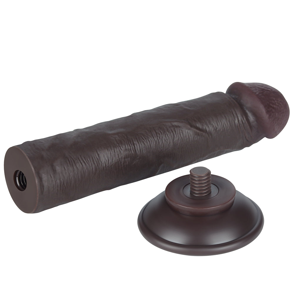 Fallo Nero 8″ Con Pelle Scorrevole e Ventosa