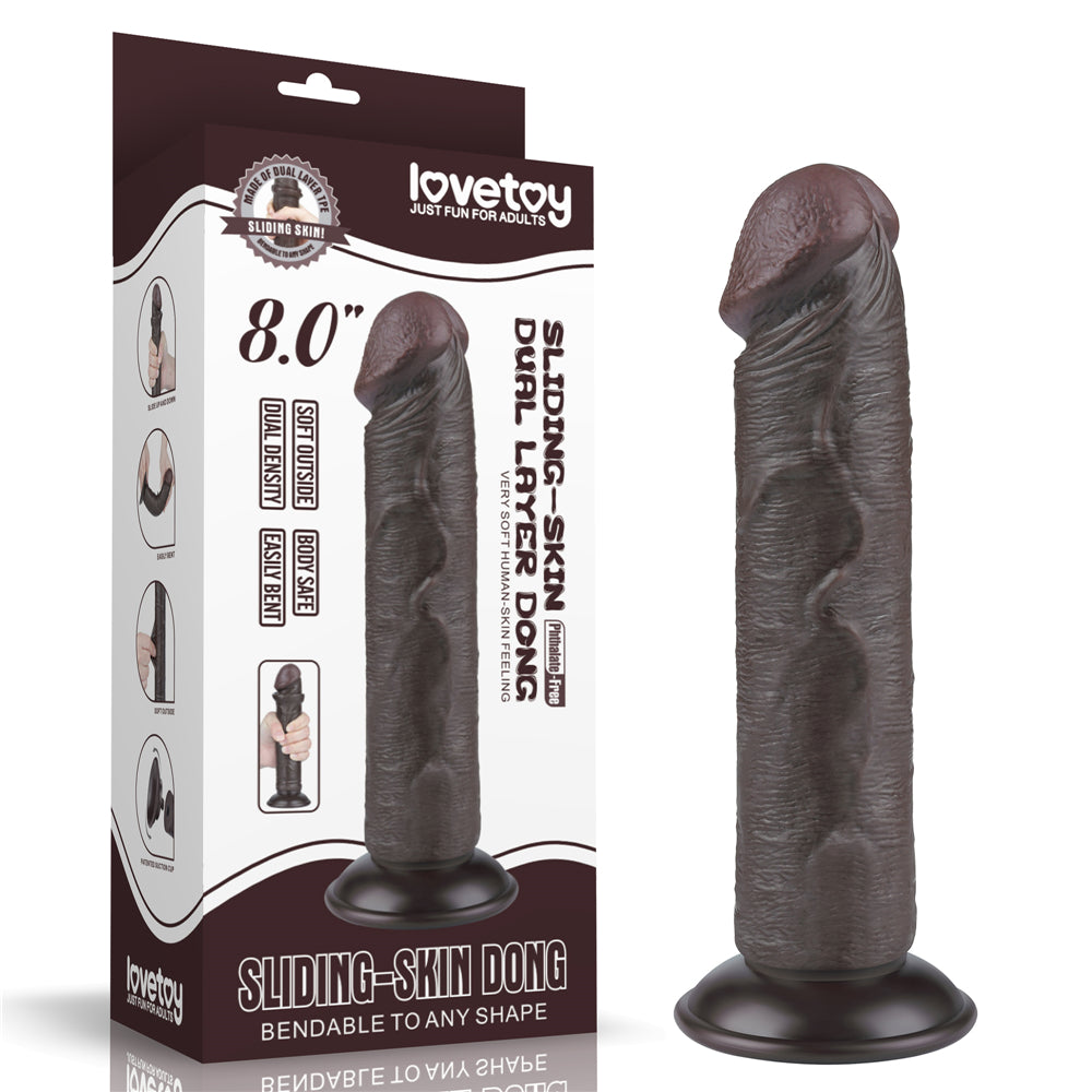Fallo Nero 8″ Con Pelle Scorrevole e Ventosa