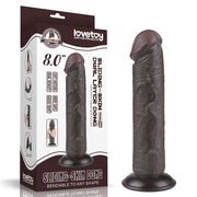 Fallo Nero 8″ Con Pelle Scorrevole e Ventosa