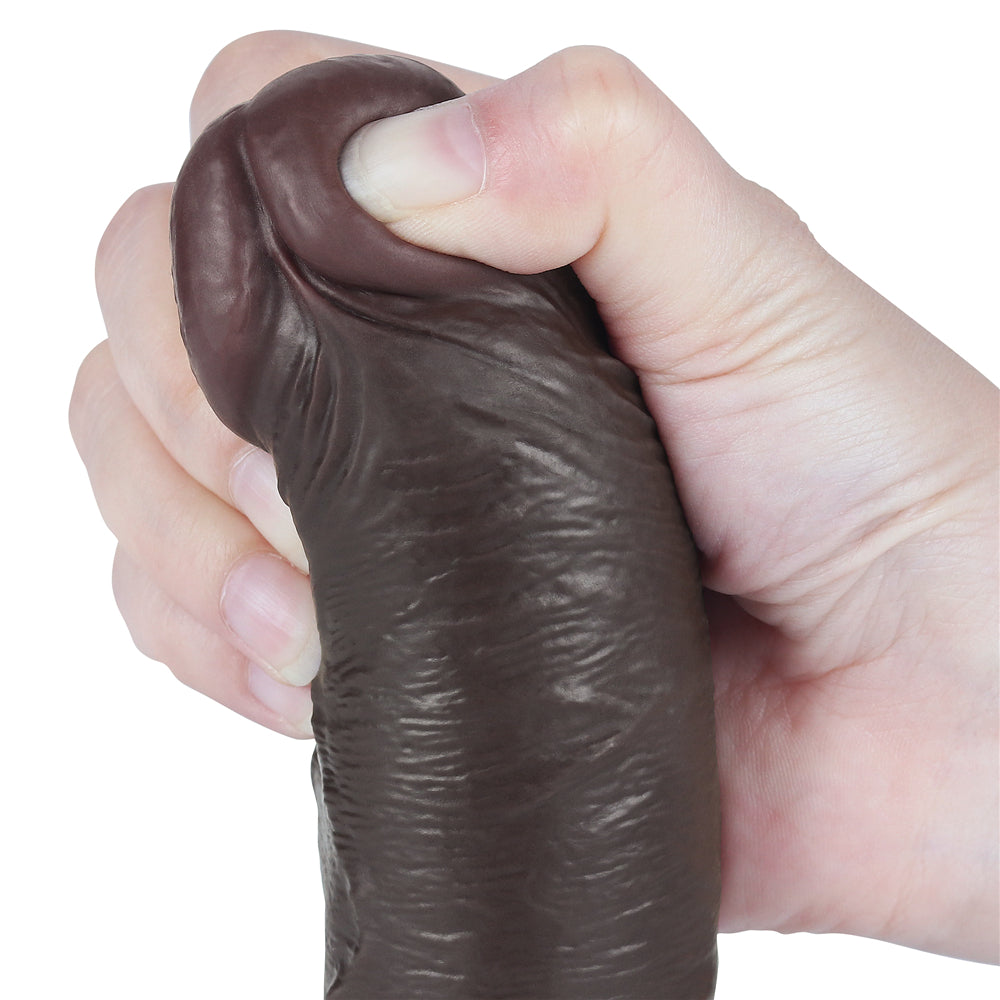 Fallo Nero 8″ Con Pelle Scorrevole e Ventosa