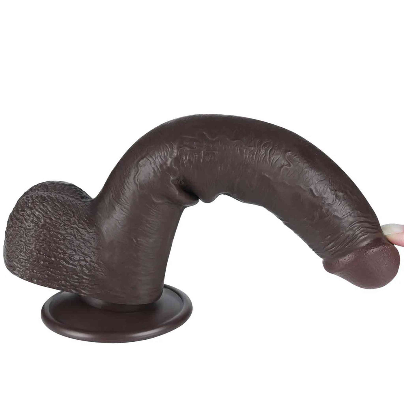 Fallo Nero Super Realistico con Pelle Scorrevole come un Membro Vero - 9″