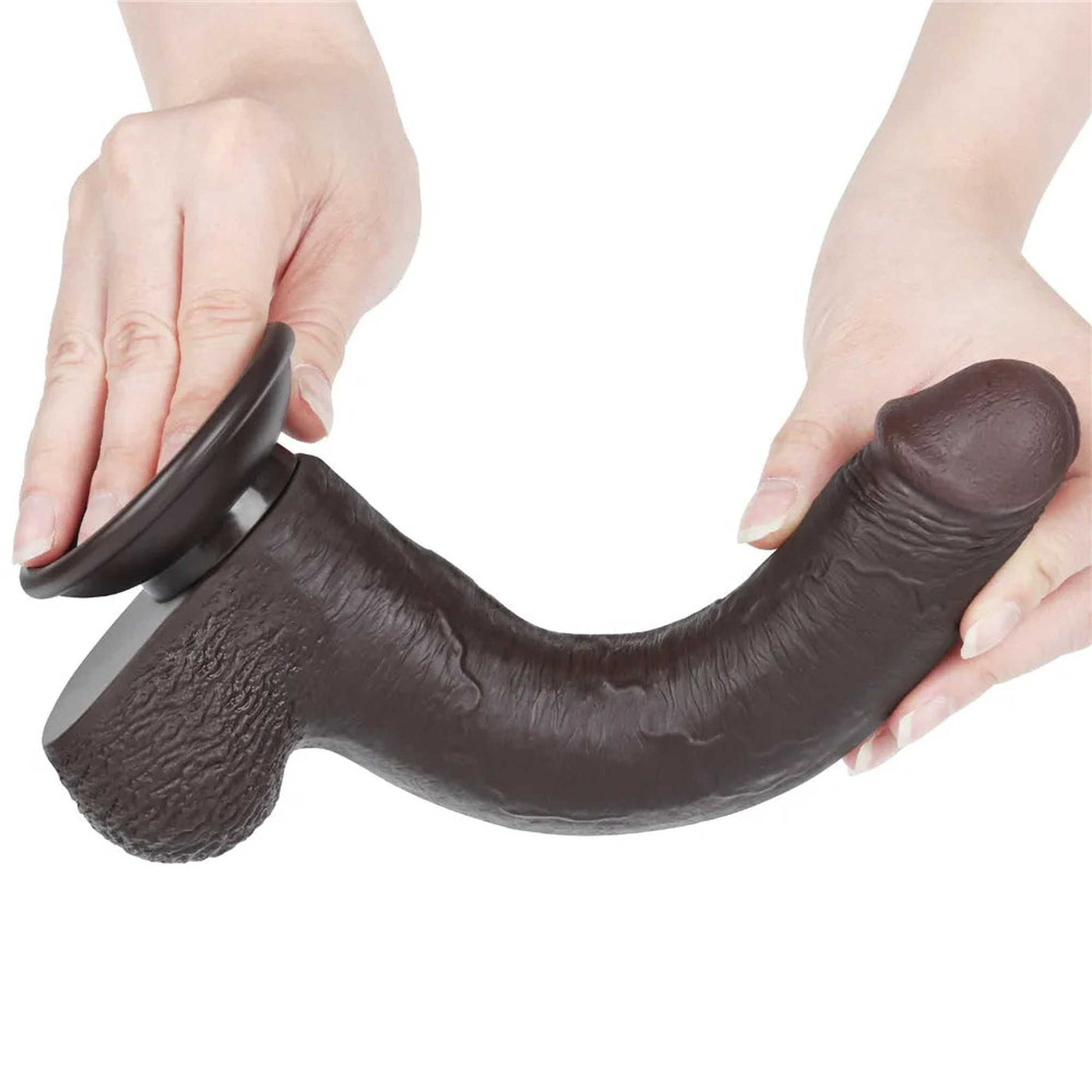 Fallo Nero Super Realistico con Pelle Scorrevole come un Membro Vero - 9″