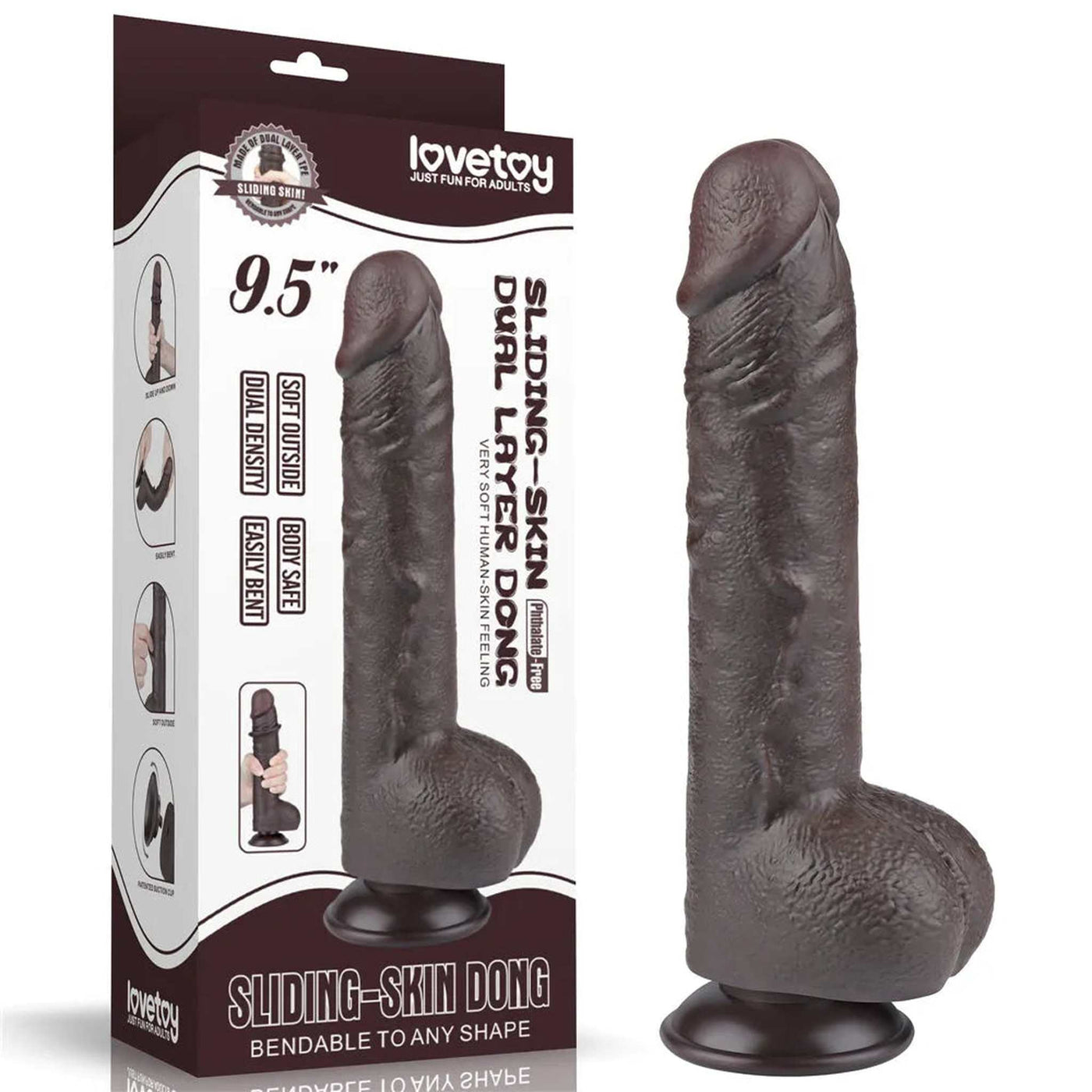 Fallo Nero Super Realistico con Pelle Scorrevole come un Membro Vero - 9.5″