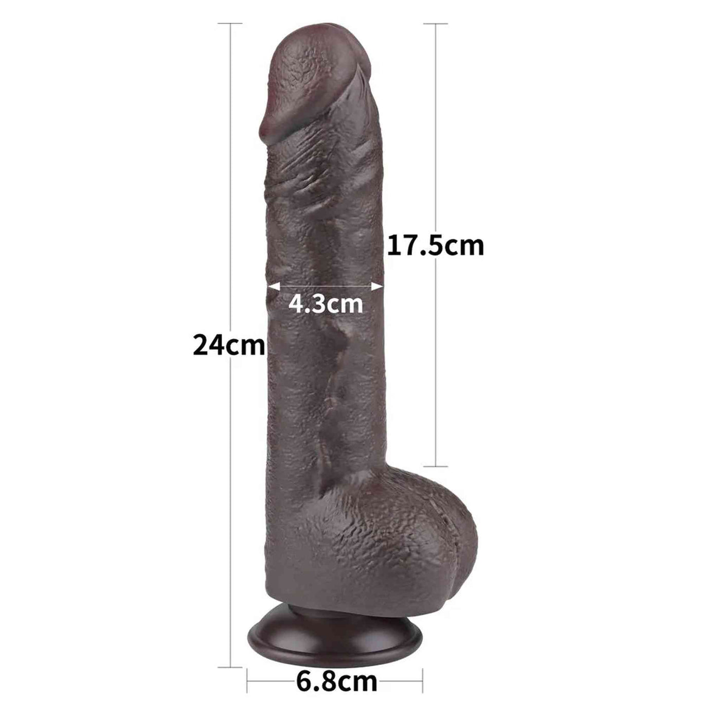 Fallo Nero Super Realistico con Pelle Scorrevole come un Membro Vero - 9.5″