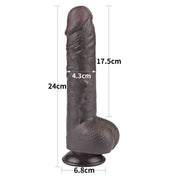 Fallo Nero Super Realistico con Pelle Scorrevole come un Membro Vero - 9.5″
