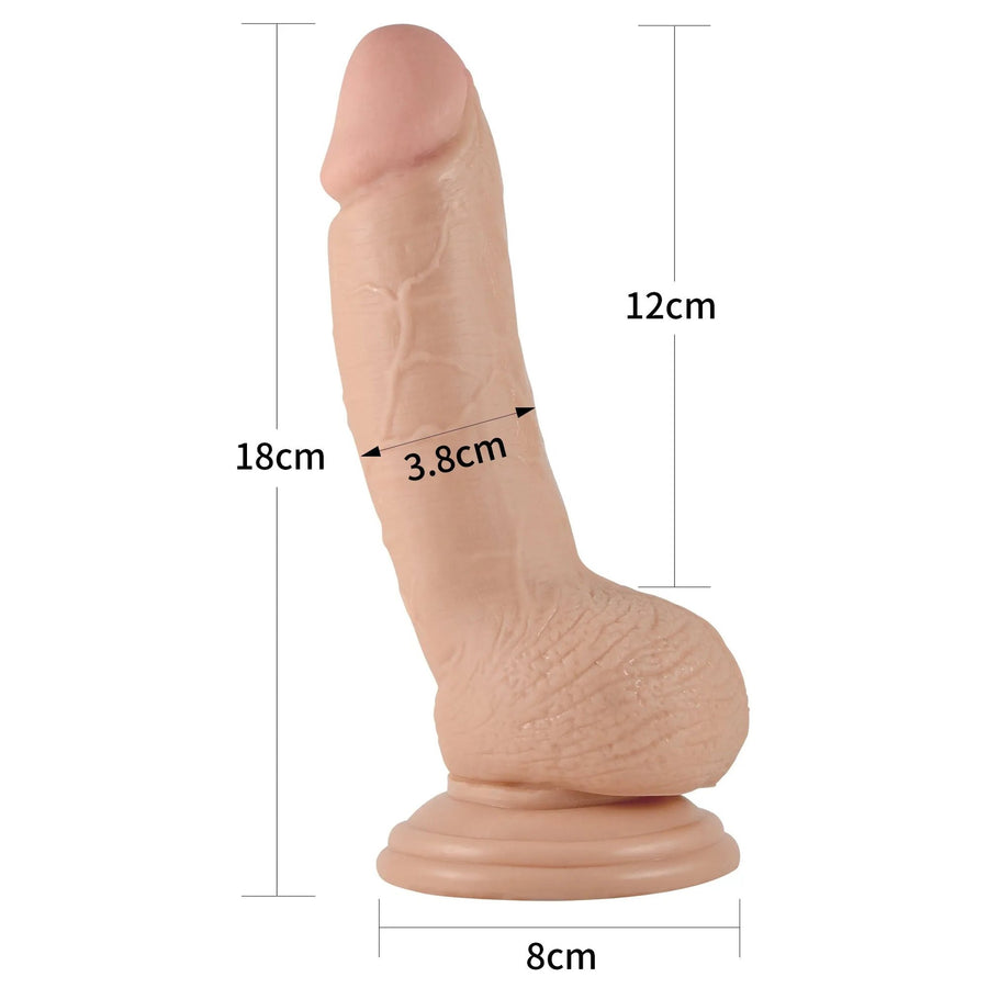 Realistic Dildo With Testicles And Suction Cup 7'' Pink Flesh