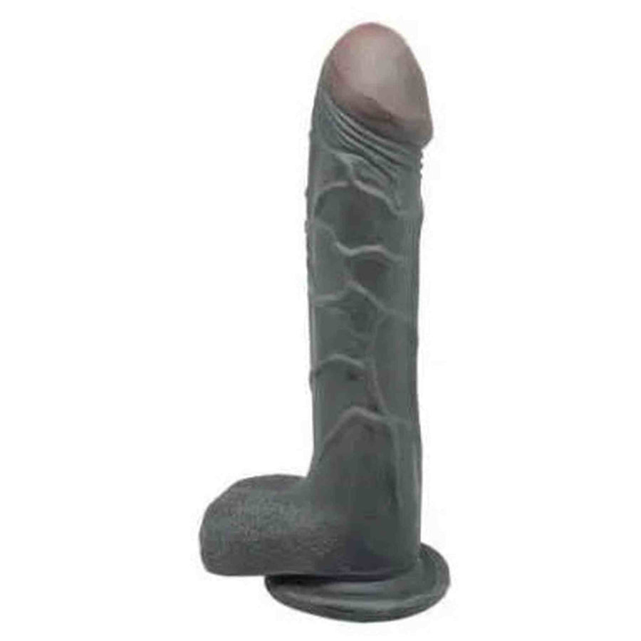 Realistic Phallus With Testicles and Suction Cup - Black, Super Soft