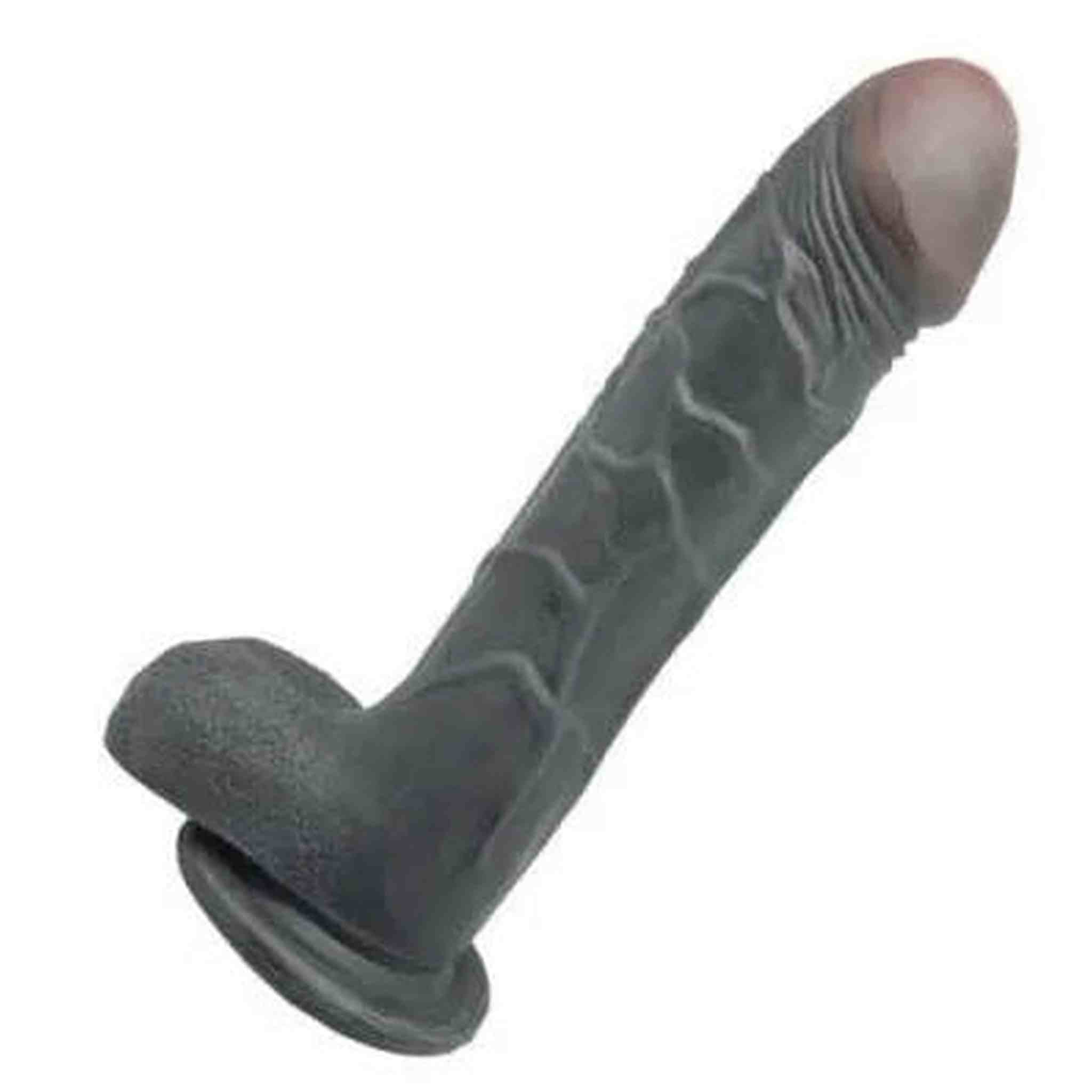 Fallo Realistico Con Testicoli e Ventosa - Nero, Super Morbido