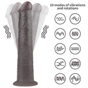 Fallo Realistico Vibrante e Roteante Con Ventosa e Telecomando Wireless 10″ Nero