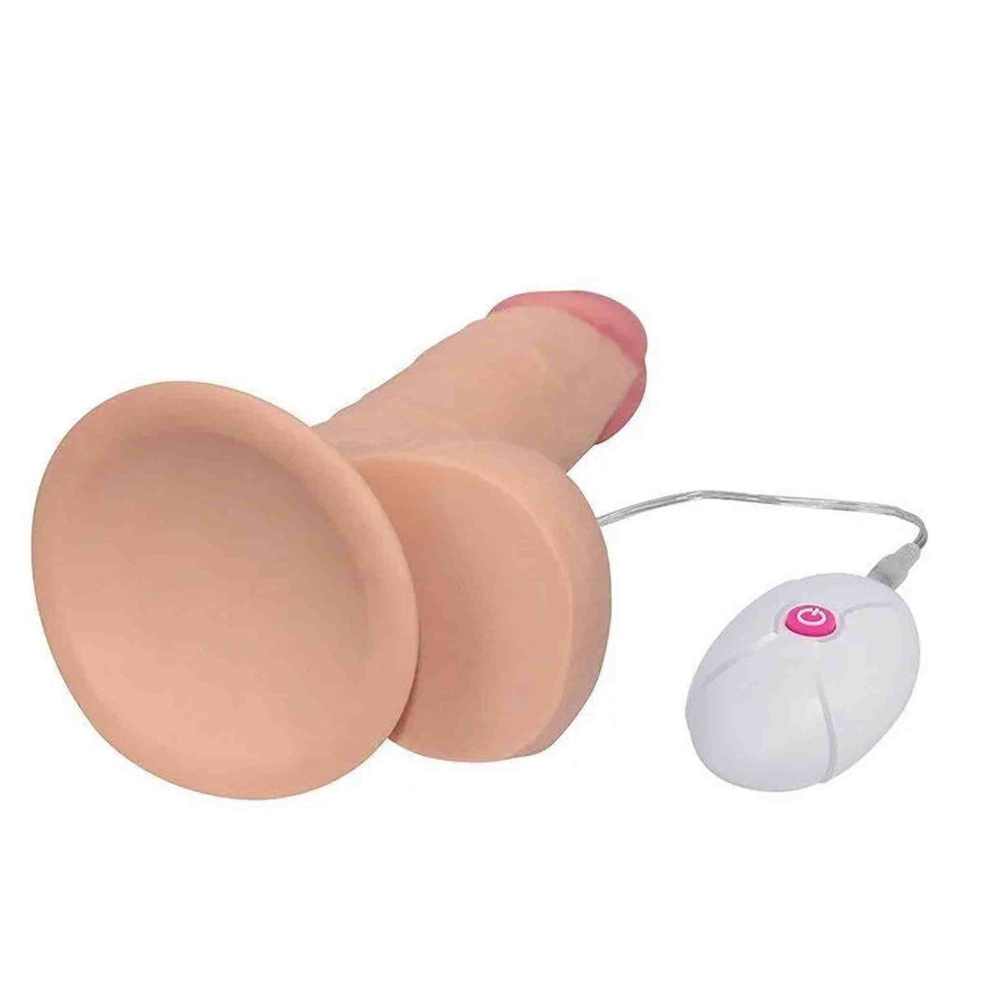 Fallo Realistico con Ventosa 100% Ultra Soft, Vibrazione comandata con telecomando - 7.5″ Rosa Carne