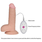 Fallo Realistico con Ventosa 100% Ultra Soft, Vibrazione comandata con telecomando - 7.5″ Rosa Carne
