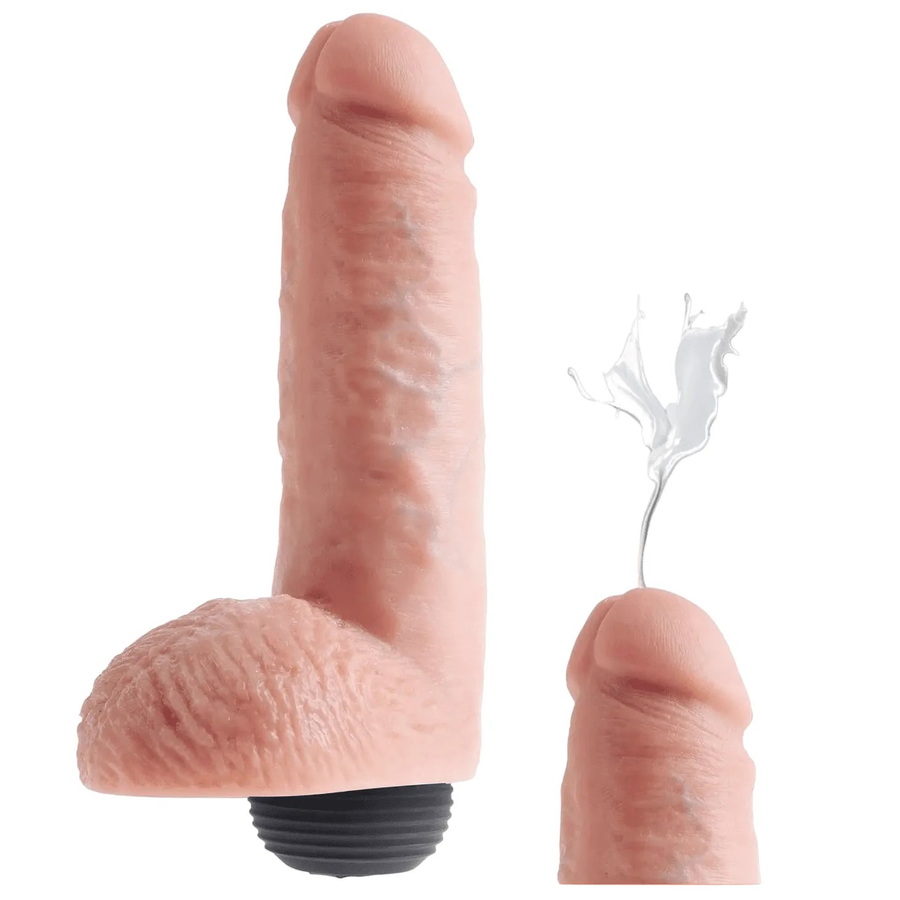 Realistic Phallus with ejaculation system - 8'', Flesh Pink
