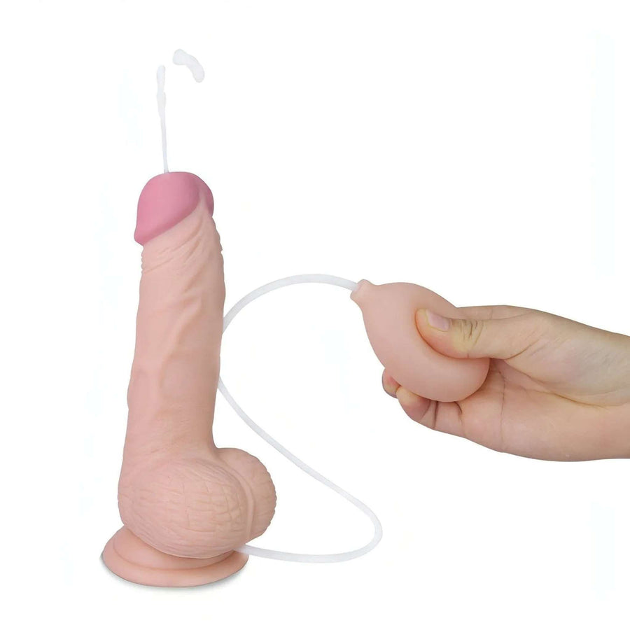 Super Realistic 8'' phallus with pump ejaculation system - Flesh Pink