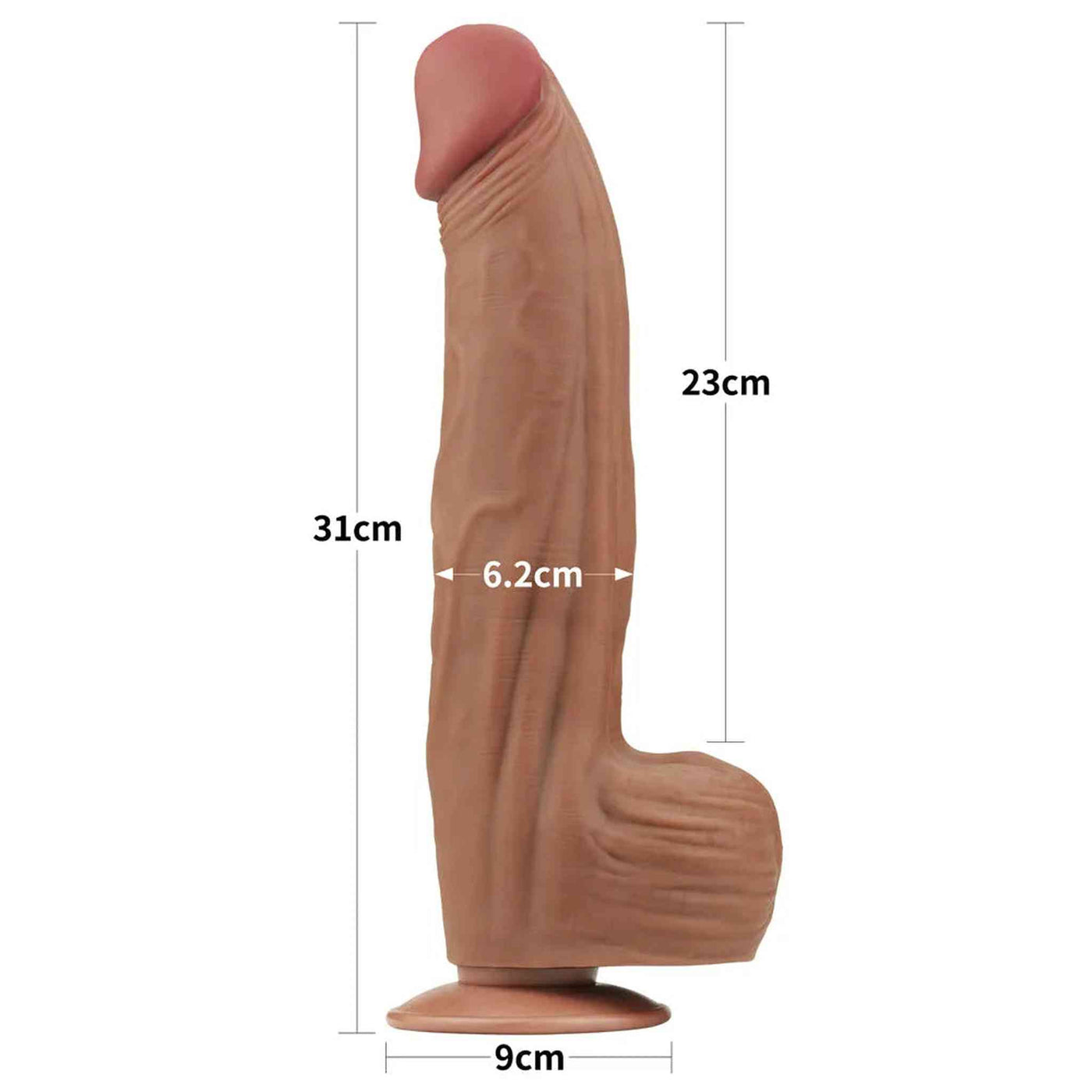Fallo Super Realistico con Pelle Scorrevole - 12″ Mulatto 31 cm Ø 6.2 cm