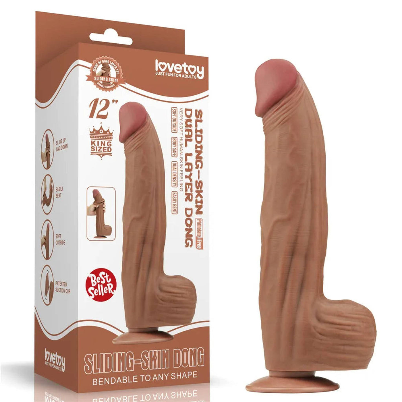 Fallo Super Realistico con Pelle Scorrevole - 12″ Mulatto 31 cm Ø 6.2 cm