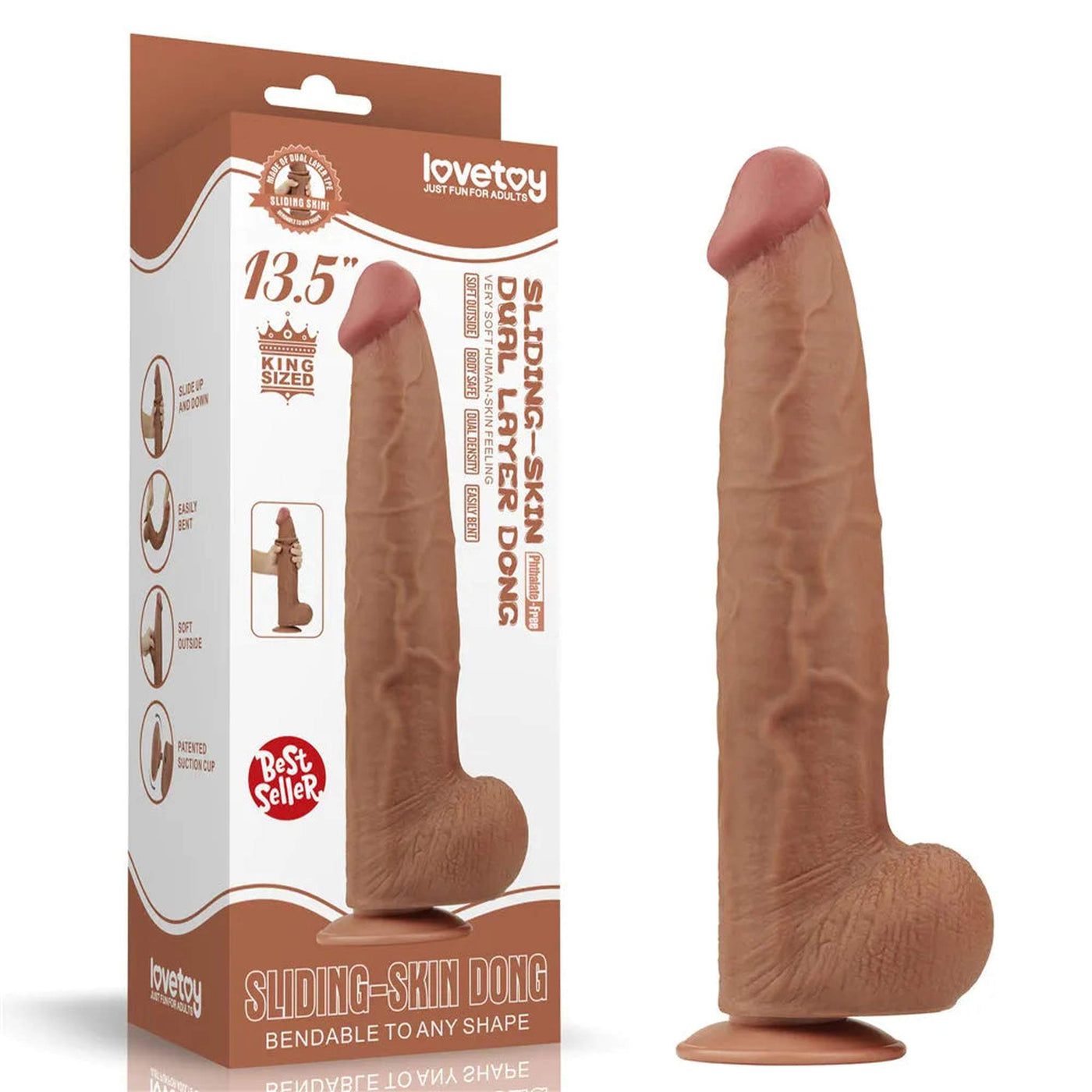 Fallo Super Realistico con Pelle Scorrevole - 13.5″ Mulatto