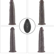 Griglia viste multiple dildo vibrante nero in silicone e telecomando wireless con pulsanti funzione