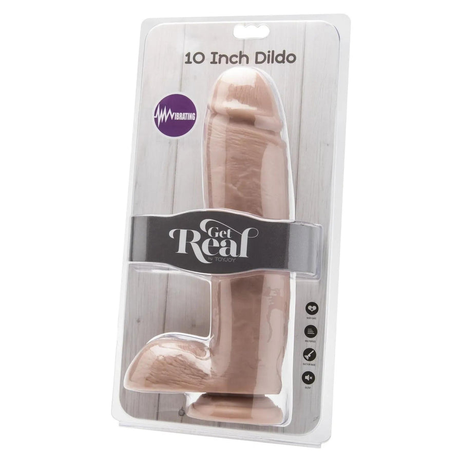 Maxi 10'' Vibrating Dildo with Testicles and Suction Cup