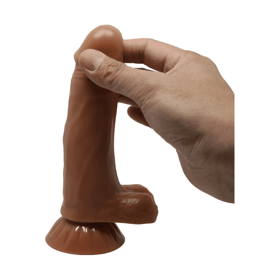 Super realistic phallus with suction cup and Up &amp; Down functionality - 18.5 cm long, Mulatto