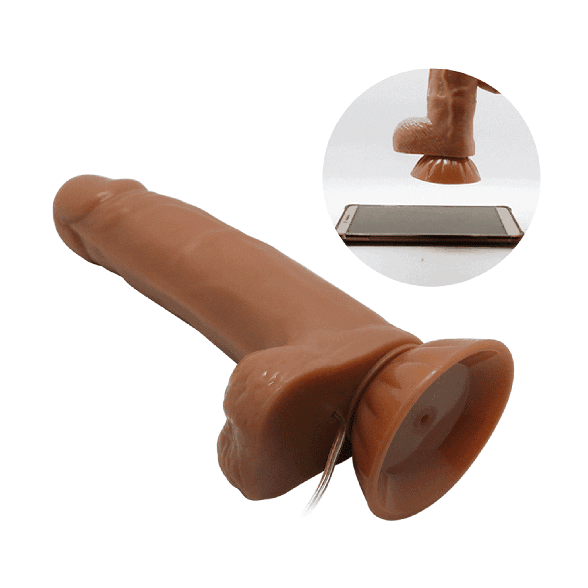 Fallo super realistico con ventosa e funzionalità di Up & Down - 18.5 cm lungo, Mulatto