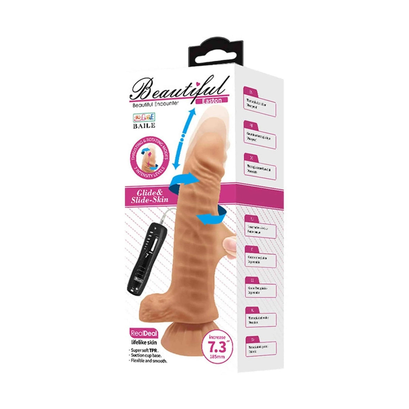 Fallo super realistico con ventosa e funzionalità di Up & Down - 18.5 cm lungo, Mulatto