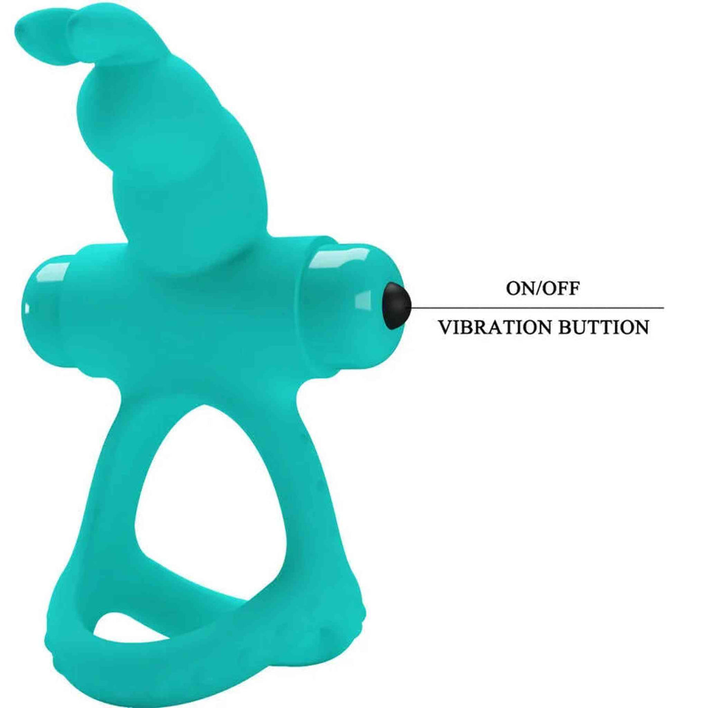 Pulsante accensione vibrazioni anello vibrante Figgy verde acqua laterale