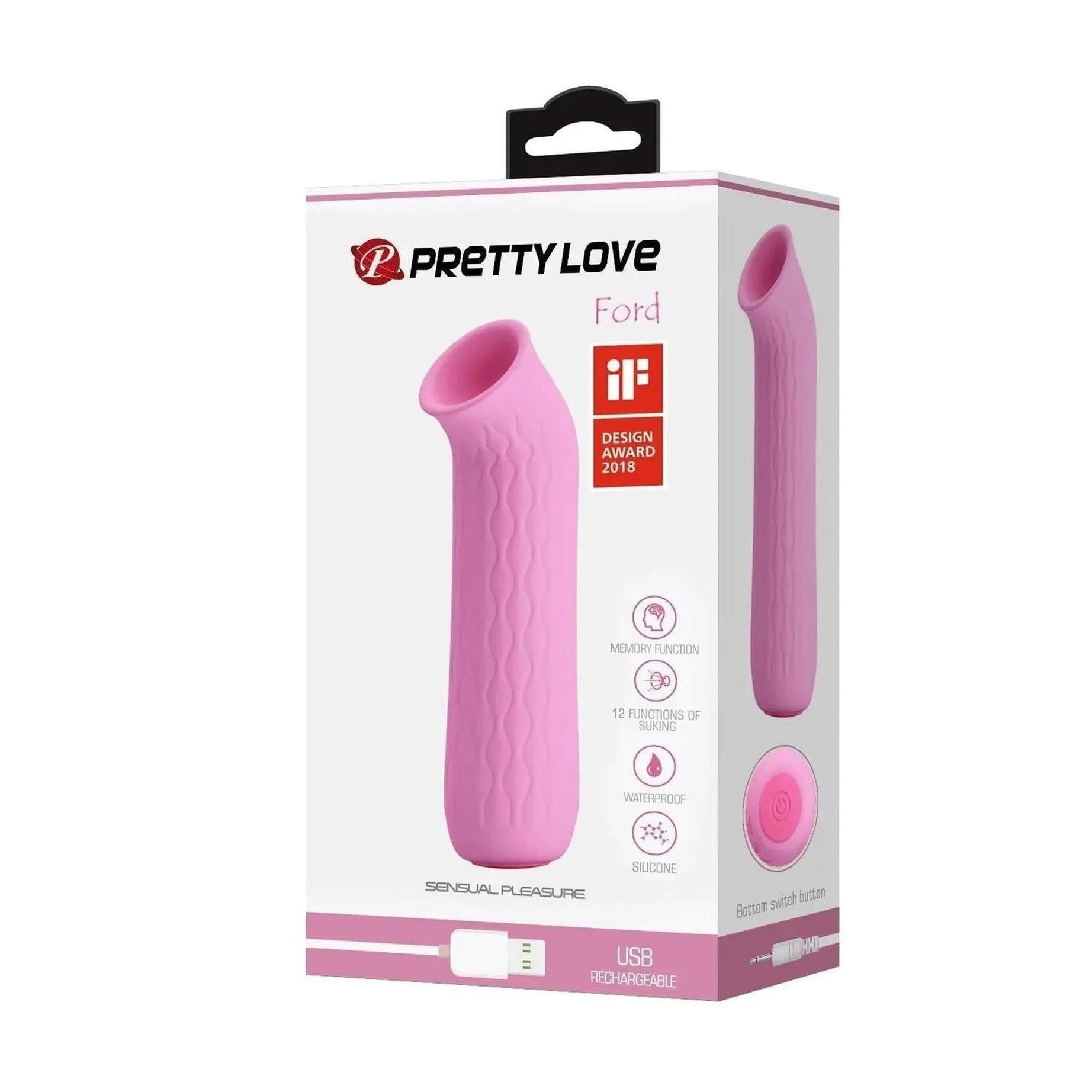 Ford Succhiaclitoride in Silicone con 12 diversi programmi di suzione e Memory Function - Anallergico, Ricaricabile, Rosa