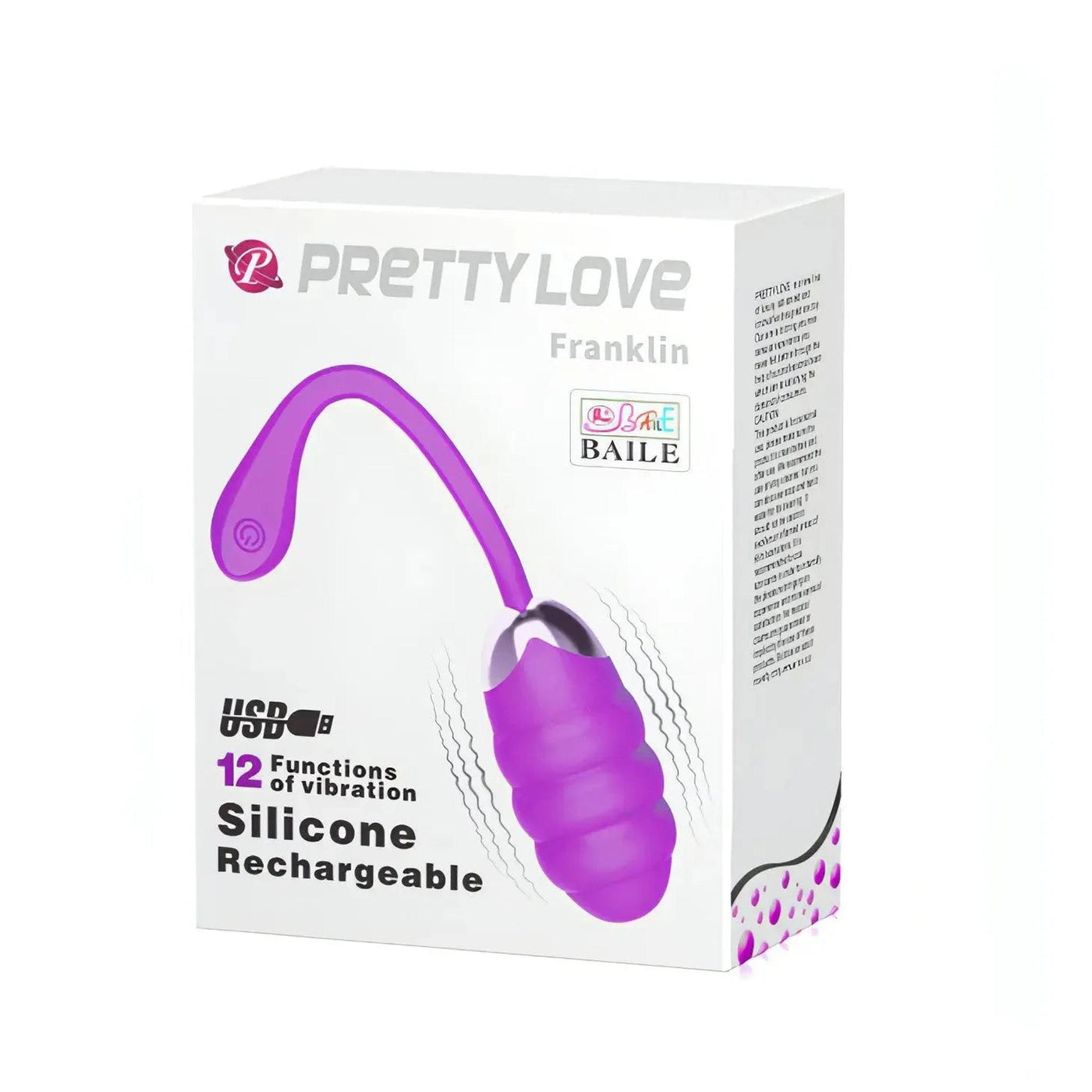 Franklin Potente Ovulo Vibrante senza fili con un motore da 12 diversi programmi di vibrazione - Silicone Medicale, Anallergico,