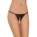 G-string in pizzo nero con apertura inguinale e fiocco centrale