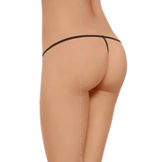 G-string in pizzo nero con apertura inguinale e fiocco centrale