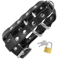 Penis Chastity Cage with Metal and Leather Rings