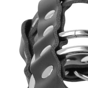Gabbia Castità Pene con Anelli in Metallo e Cuoio